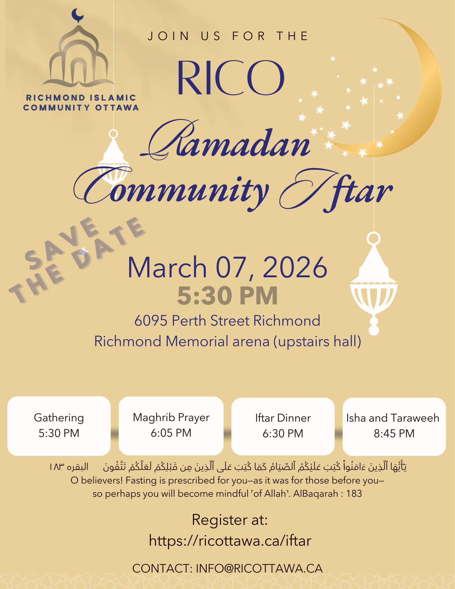 Community Organized Iftar 2026 - March 7th